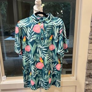 Bad Birdie Floral Polo with Pink and Green Accents
